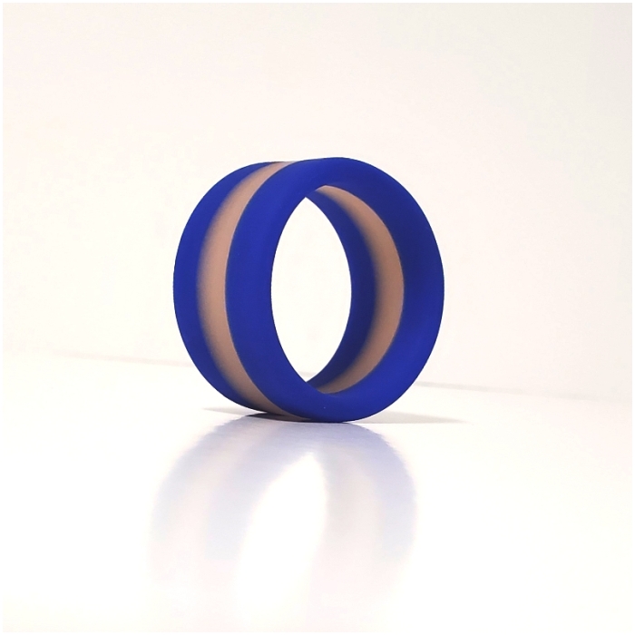 STRIPES PREMIUM BANDED SILICONE RING - BLUE LAGOON - Click Image to Close