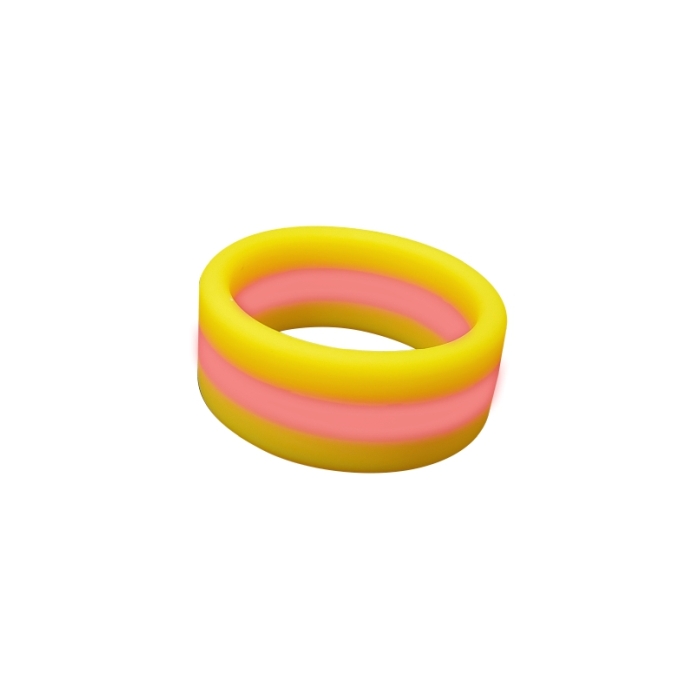 STRIPES PREMIUM BANDED SILICONE RING - LEMON FIZZ - Click Image to Close