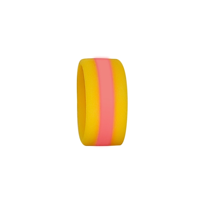 STRIPES PREMIUM BANDED SILICONE RING - LEMON FIZZ - Click Image to Close