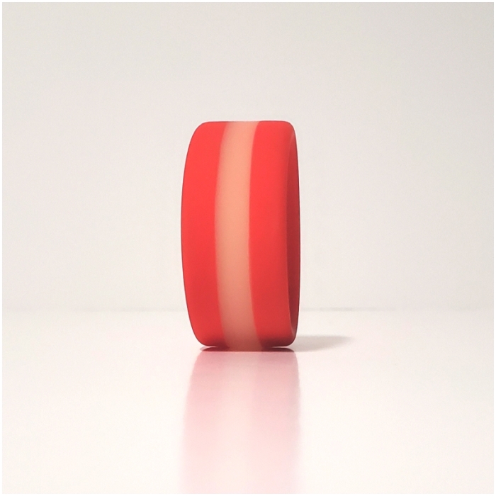 STRIPES PREMIUM BANDED SILICONE RING - RED SANGRIA - Click Image to Close