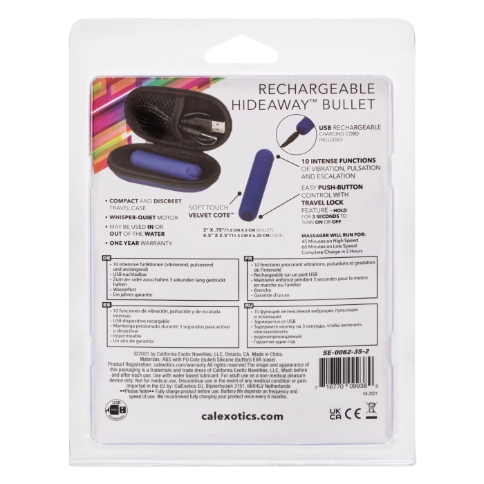 RECHARGEABLE HIDEAWAY BULLET - BLUE - Click Image to Close