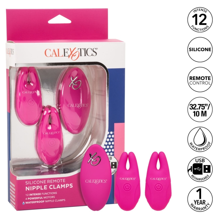 SILICONE REMOTE NIPPLE CLAMPS - PINK