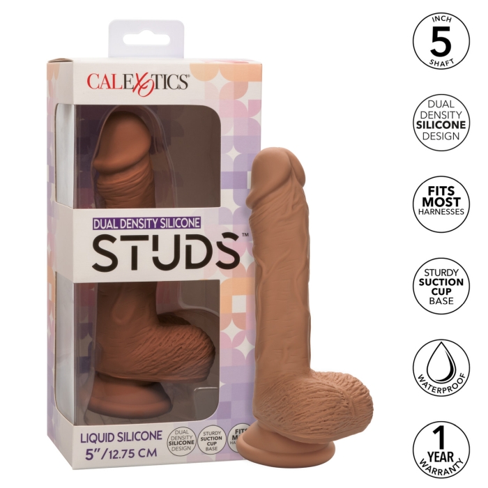 DUAL DENSITY SILICONE STUDS 5"/12.75 CM - BROWN - Click Image to Close