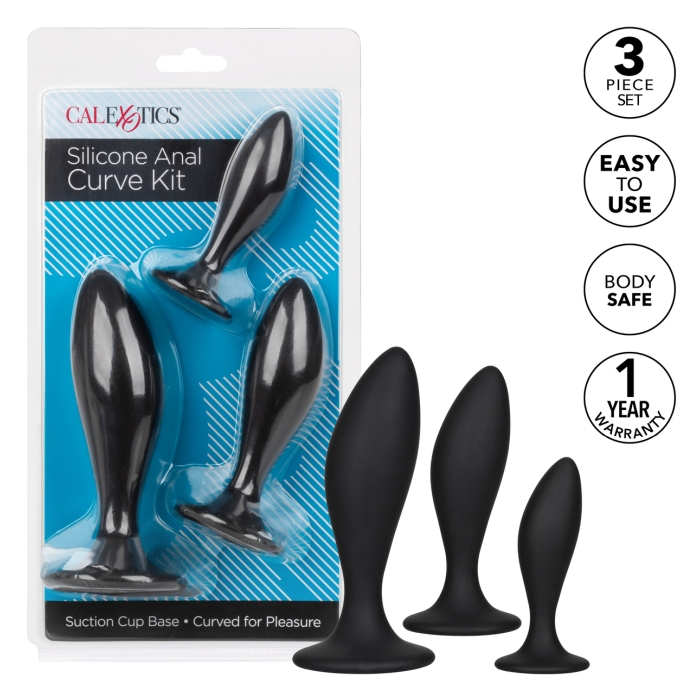 SILICONE ANAL CURVE KIT - BLACK - Click Image to Close