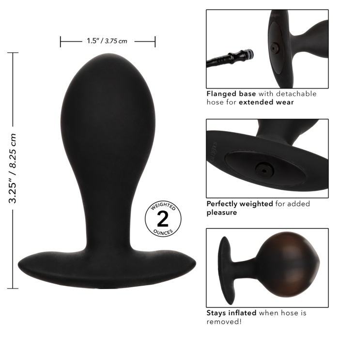 WEIGHTED SILICONE INFLATABLE PLUG LARGE - BLACK - Click Image to Close