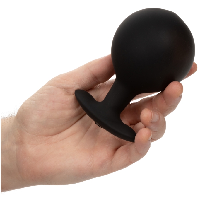 WEIGHTED SILICONE INFLATABLE PLUG LARGE - BLACK - Click Image to Close
