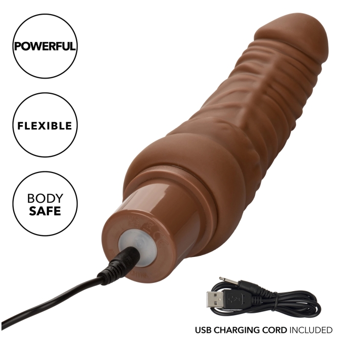 RECHARGEABLE POWER STUD CURVY VIBE - BROWN