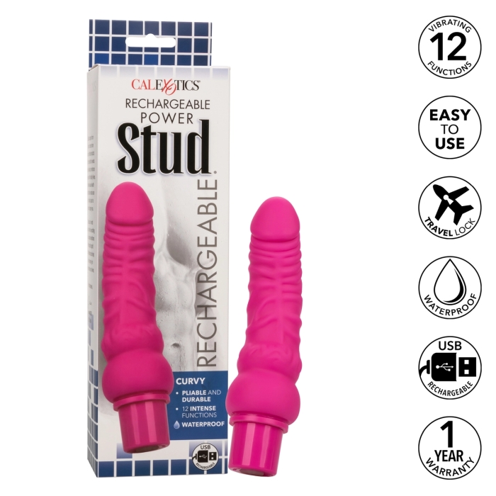 RECHARGEABLE POWER STUD CURVY VIBE - PINK - Click Image to Close