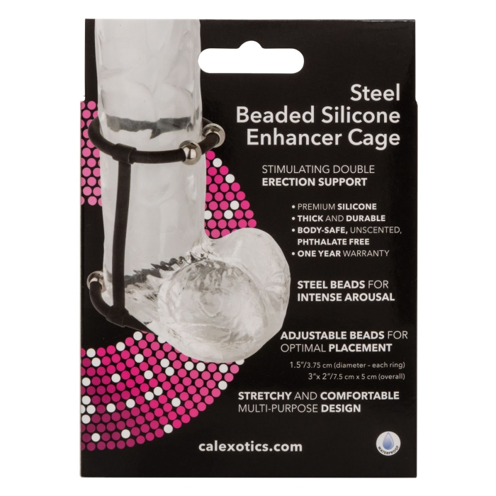 STEEL BEADED SILICONE ENHANCER CAGE - BLACK - Click Image to Close