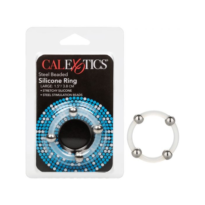 STEEL BEADED SILICONE RING - LARGE