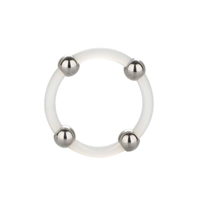 STEEL BEADED SILICONE RING - LARGE