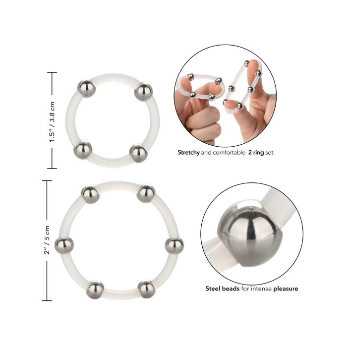 STEEL BEADED SILICONE RING SET