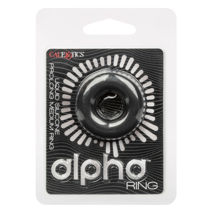 COCK RING MEDIUM BLACK ALPHA LIQUID SILICONE PROLONG - Click Image to Close