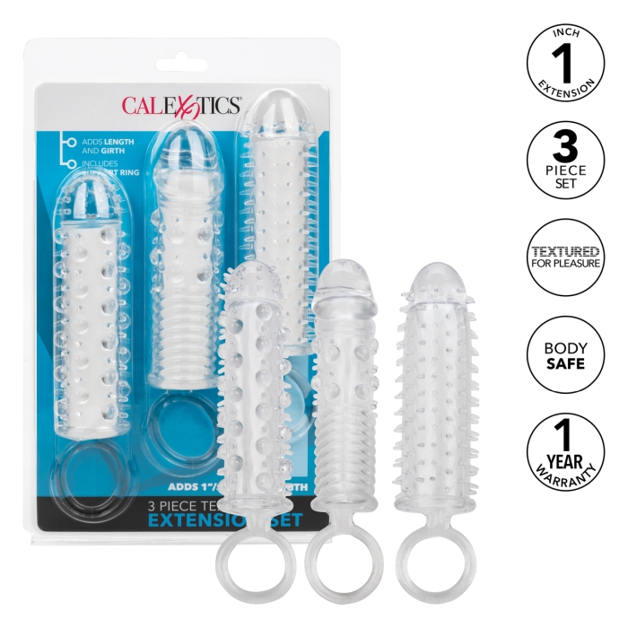 3 PIECE TEXTURED EXTENSION SET - CLEAR - Click Image to Close