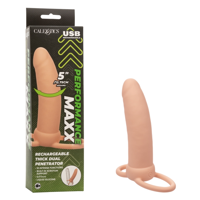 PERFORMANCE MAXX RECHARGEABLE THICK DUAL PENETRATOR - IVORY - Click Image to Close