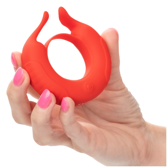 SILICONE RECHARGEABLE TAURUS ENHANCER - RED - Click Image to Close