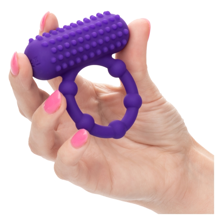 SILICONE RECHARGEABLE 5 BEAD MAXIMUS RING - PURPLE