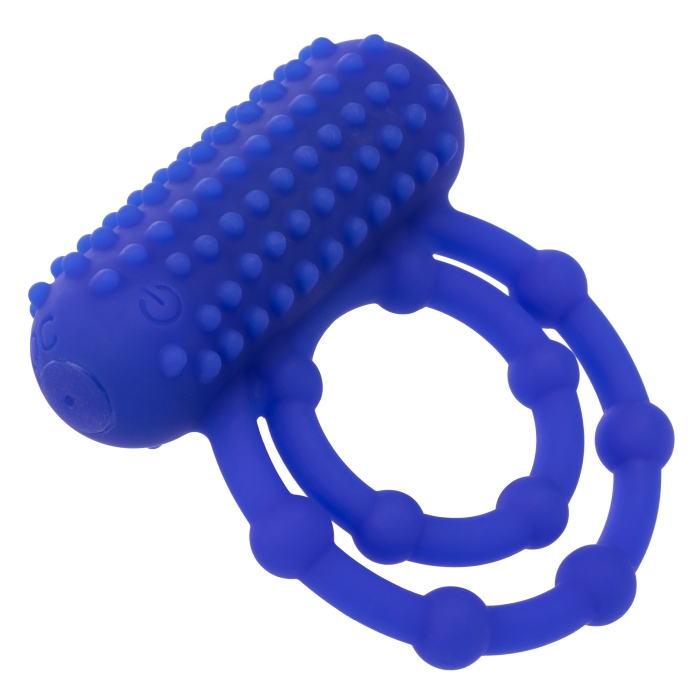 SILICONE RECHARGEABLE 10 BEAD MAXIMUS RING - BLUE