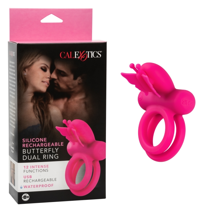 SILICONE RCHRGBL DUAL BUTTERFLY RING - Click Image to Close