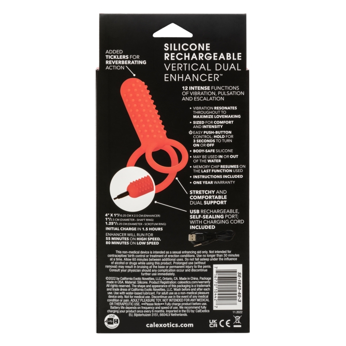 SILICONE RCHRGBL VERTICAL DUAL ENHANCER - Click Image to Close