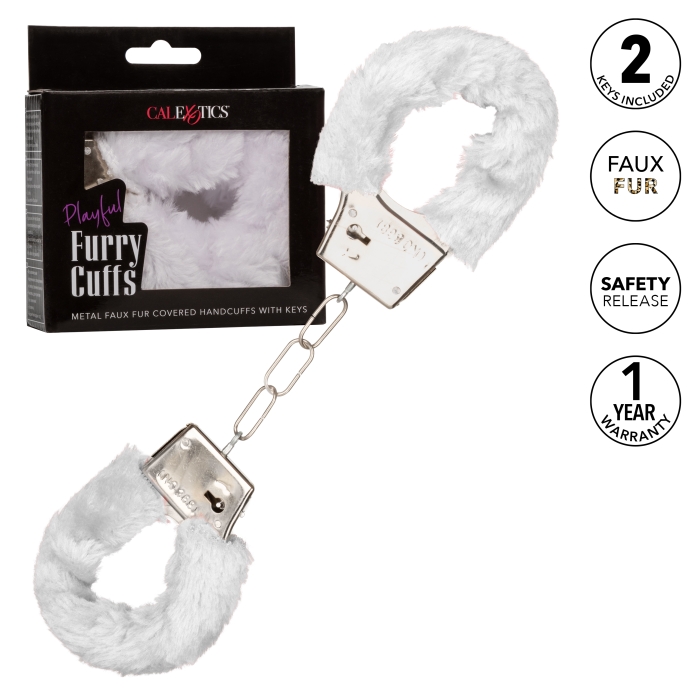 PLAYFUL FURRY CUFFS - WHITE - Click Image to Close