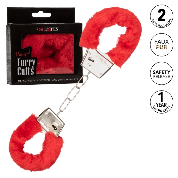 PLAYFUL FURRY CUFFS - RED - Click Image to Close