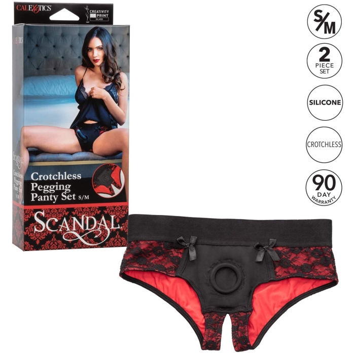 SCANDAL CROTCHLESS PEGGING PANTY SET S/M - Click Image to Close