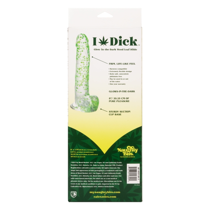 NAUGHTY BITS I LEAF DICK GLOW-IN-THE-DARK WEED LEAF DILDO - Click Image to Close