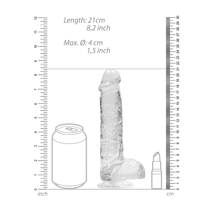 REALISTIC DILDO WITH BALLS 8IN / 19 CM - Click Image to Close