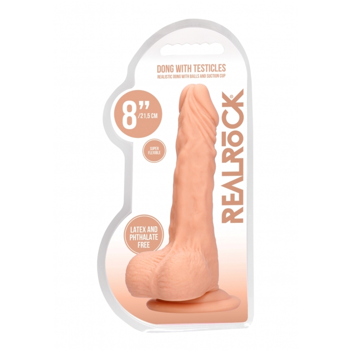 DONG WITH TESTICLES 8IN / 20 CM - FLESH - Click Image to Close