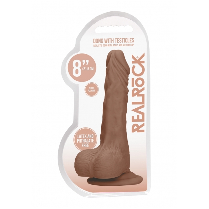 DONG WITH TESTICLES 8IN / 20 CM - TAN - Click Image to Close