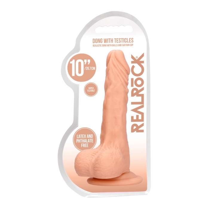 DONG WITH TESTICLES 10IN / 25 CM - FLESH - Click Image to Close