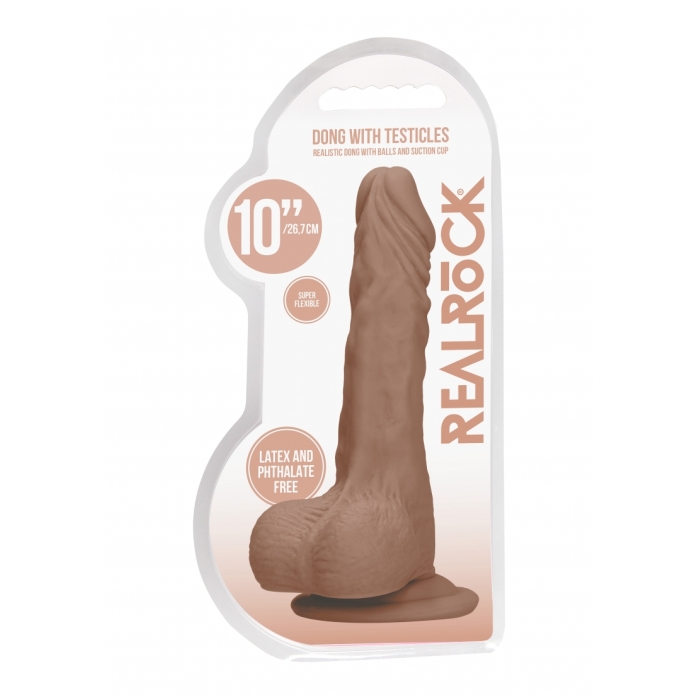 DONG WITH TESTICLES 10IN / 25 CM - TAN - Click Image to Close