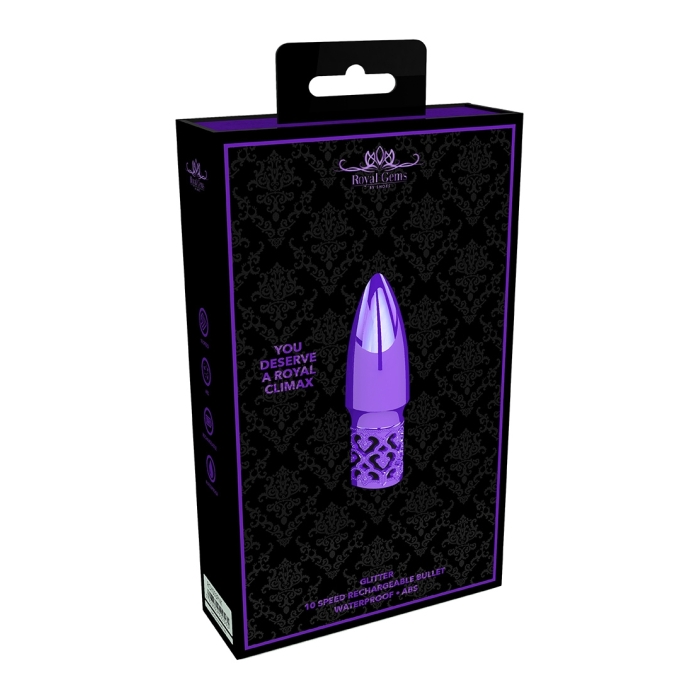 GLITTER - RECHARGEABLE ABS BULLET - PURPLE - Click Image to Close