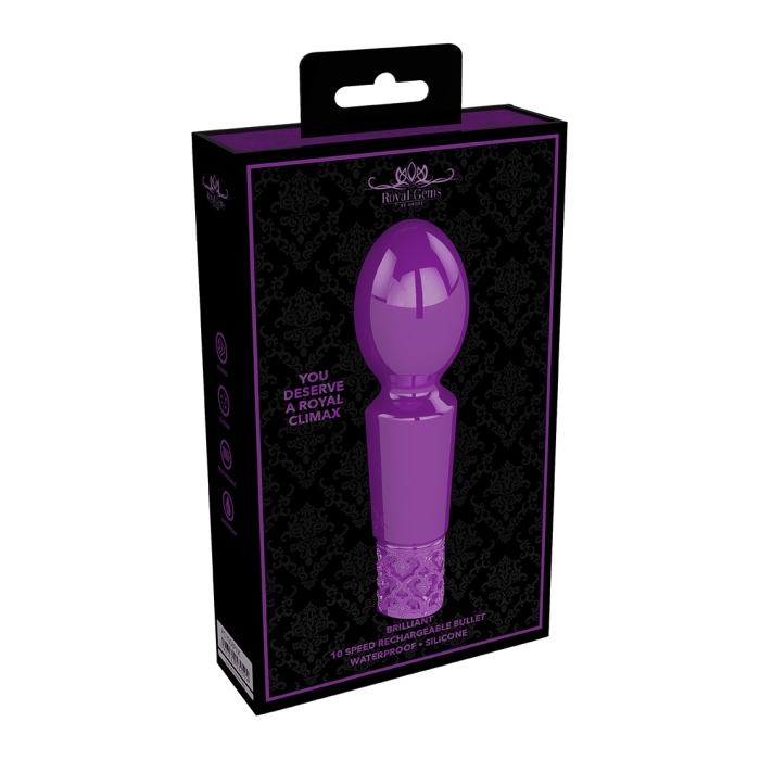 BRILLIANT - RECHARGEABLE SILICONE BULLET - PURPLE - Click Image to Close