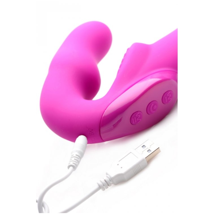 EVOKE RECHARGEABLE VIBRATING SILICONE STRAPLESS STRAPON PINK