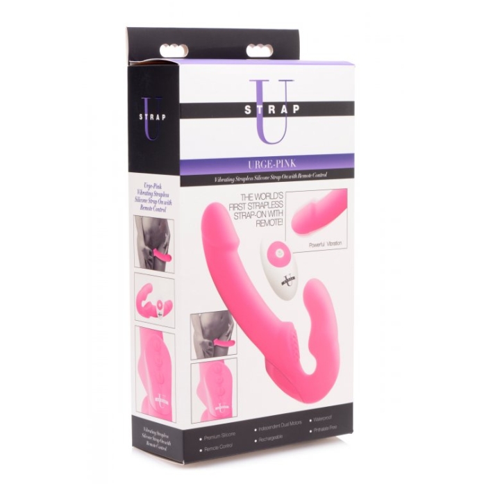 URGE SILICONE STRAPLESS STRAP ON WITH REMOTE - PINK