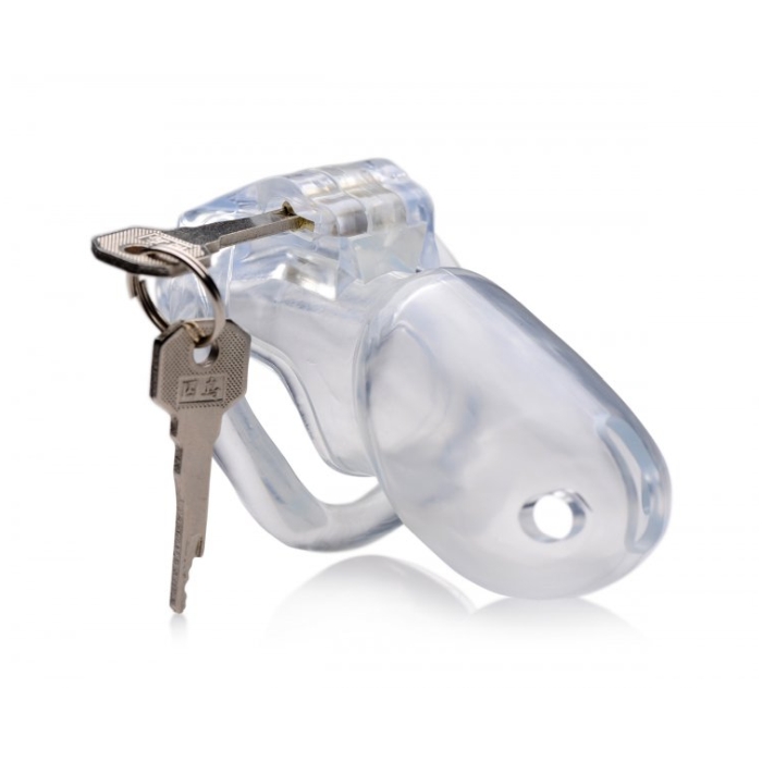 MS CLEAR CAPTOR CHASTITY CAGE WITH KEYS - LARGE