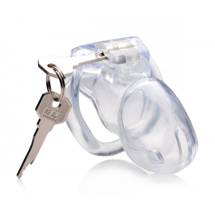 MS CLEAR CAPTOR CHASTITY CAGE WITH KEYS - MEDIUM - Click Image to Close