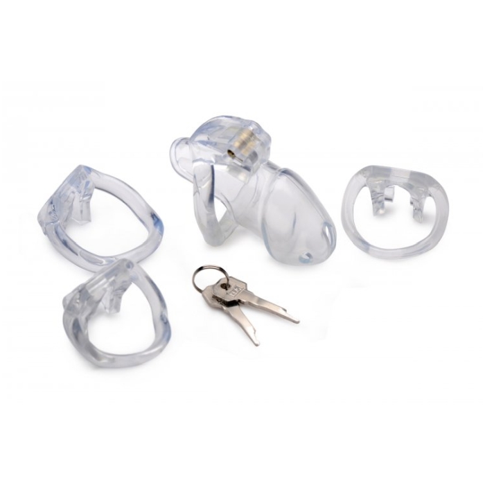 MS CLEAR CAPTOR CHASTITY CAGE WITH KEYS - MEDIUM