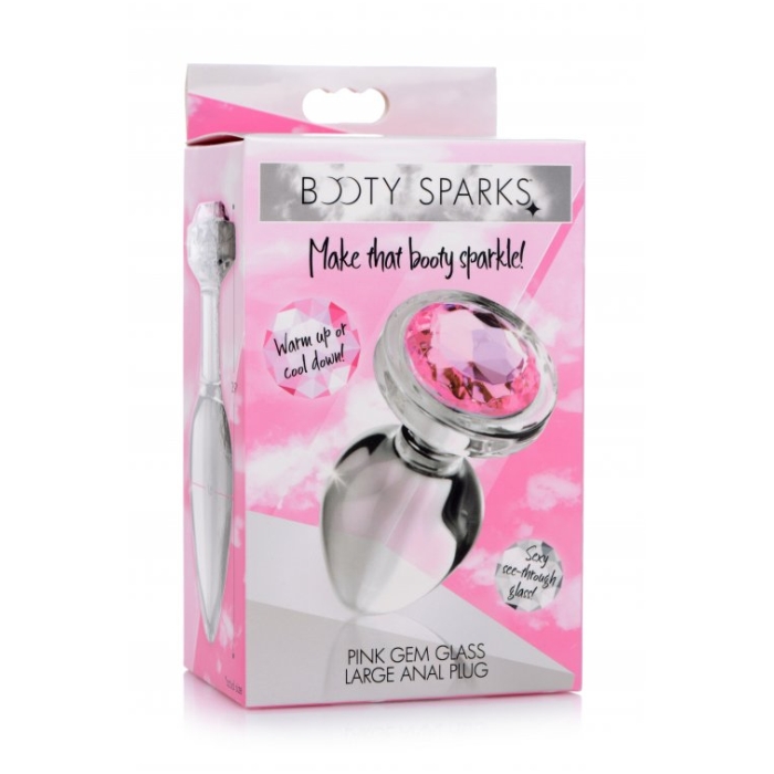 BS PINK GEM GLASS ANAL PLUG - LARGE - Click Image to Close