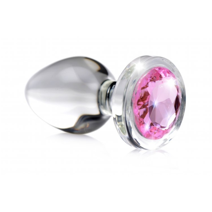 BS PINK GEM GLASS ANAL PLUG - SMALL - Click Image to Close