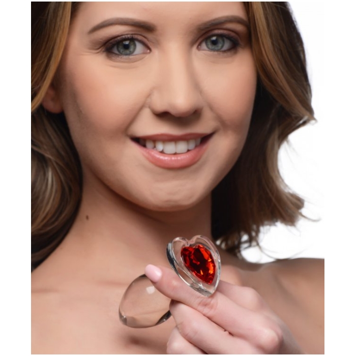 BS RED HEART GEM GLASS ANAL PLUG - MEDIUM - Click Image to Close