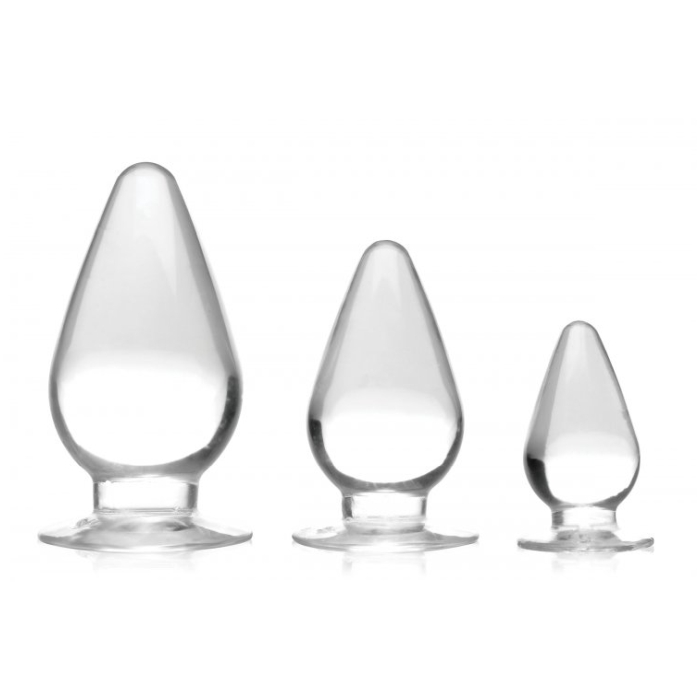 MS TRIPLE CONES 3 PC ANAL PLUG SET - CLEAR - Click Image to Close
