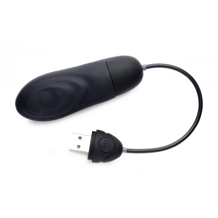7X PULSING RECHARGEABLE SILICONE BULLET - BLACK