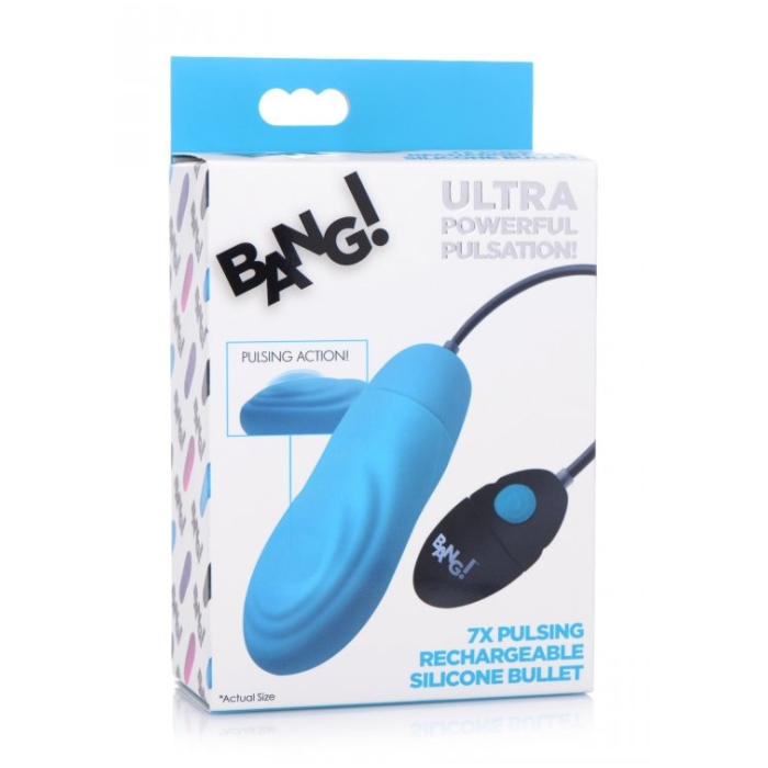 7X PULSING RECHARGEABLE SILICONE BULLET - BLUE