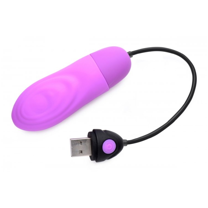 7X PULSING RECHARGEABLE SILICONE BULLET - PURPLE