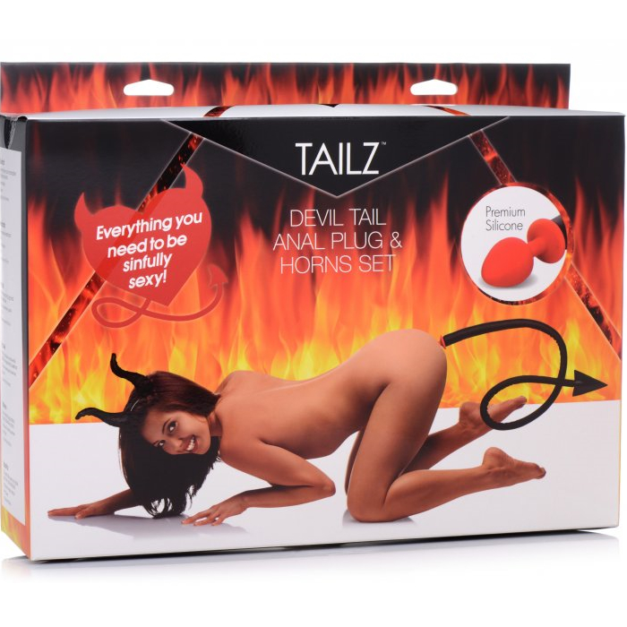 DEVIL TAIL ANAL PLUG AND HORNS SET - BLACK - Click Image to Close