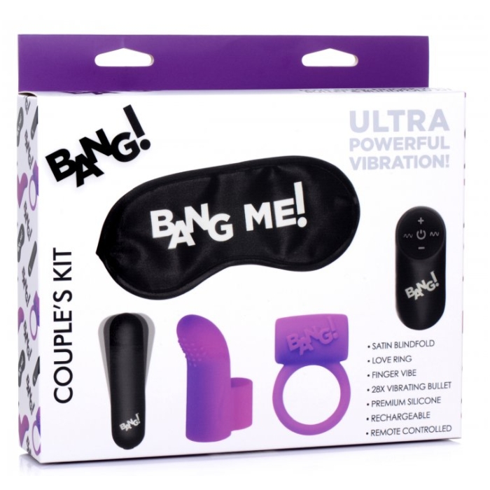 COUPLE'S KIT WITH RC BULLET, BLINDFOLD, COCK RING & FINGER VIBE