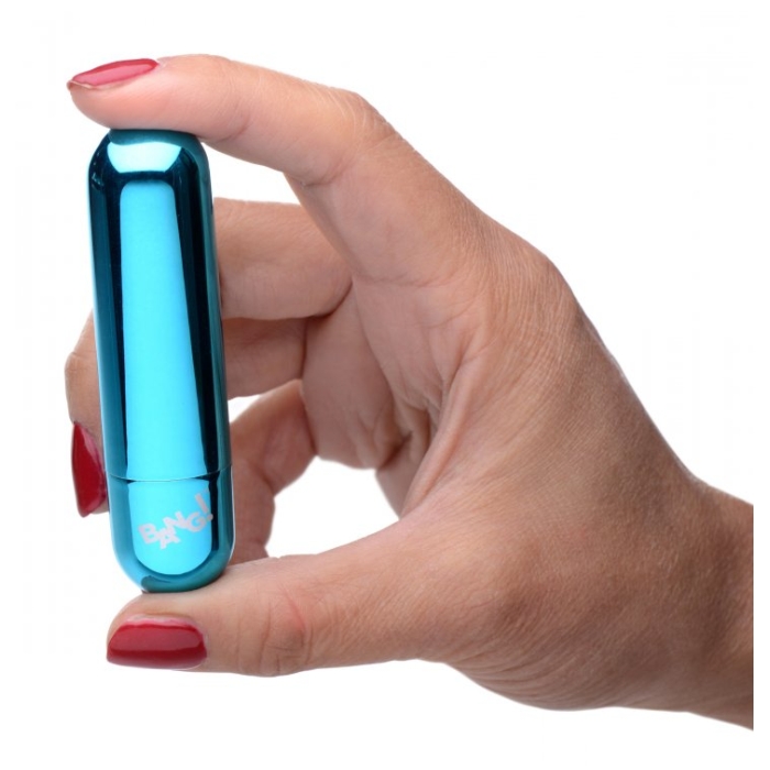 10X RECHARGEABLE VIBRATING METALLIC BULLET - BLUE - Click Image to Close